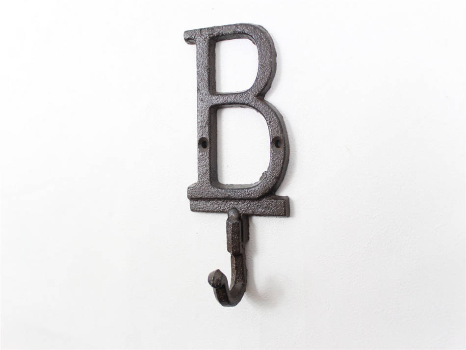 Cast Iron Letter B Alphabet Wall Hook 6"