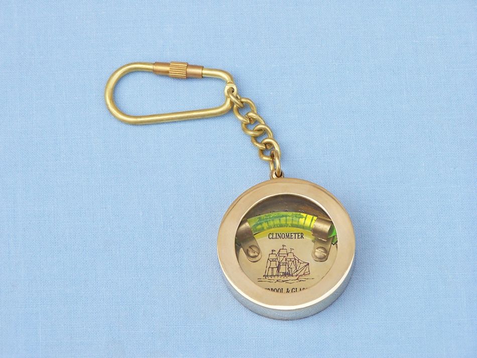 Solid Brass Clinometer Level Key Chain 5"