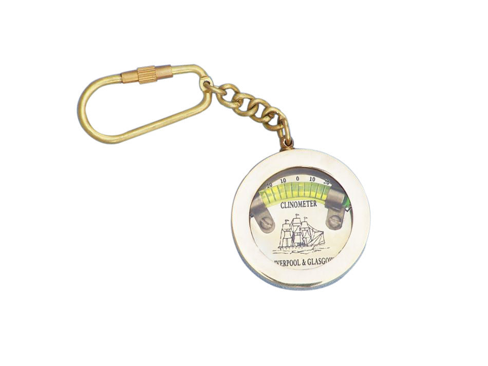 Solid Brass Clinometer Level Key Chain 5"