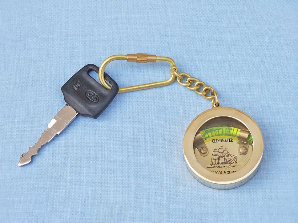 Solid Brass Clinometer Level Key Chain 5"
