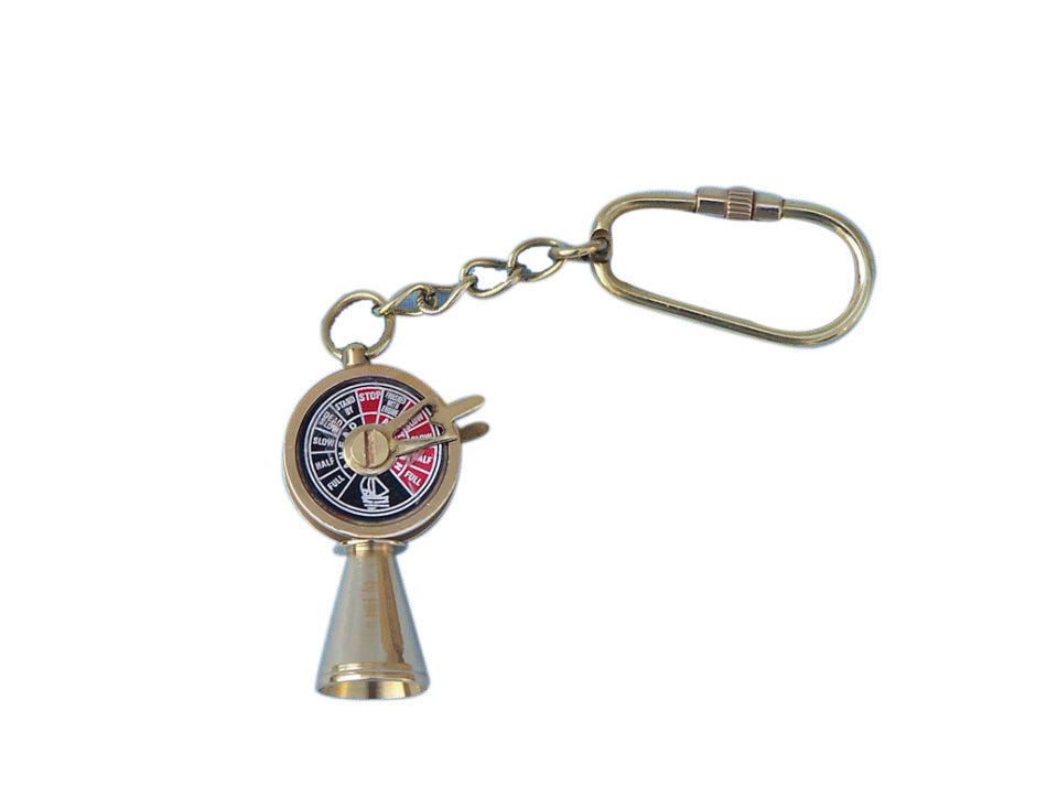 Solid Brass Titanic Engine Telegraph Keyring 5"