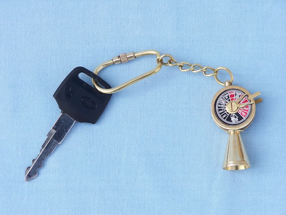 Solid Brass Titanic Engine Telegraph Keyring 5"