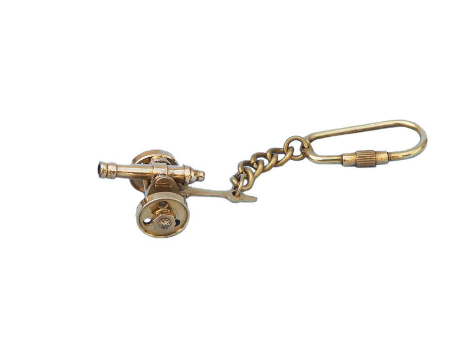 Solid Brass Cannon Key Chain 5"