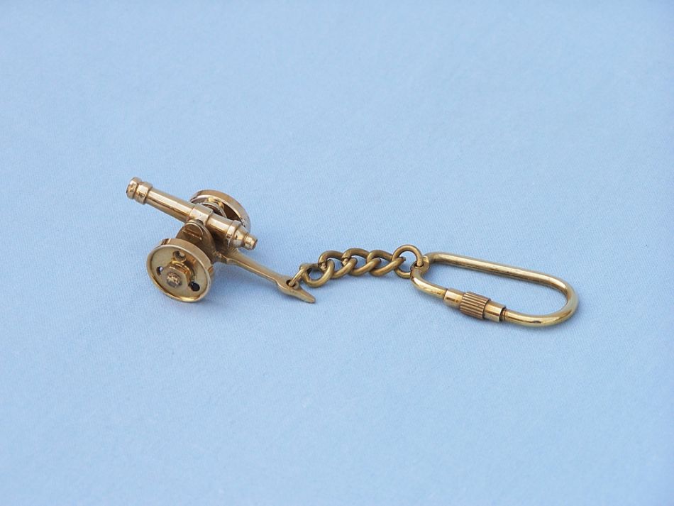 Solid Brass Cannon Key Chain 5"