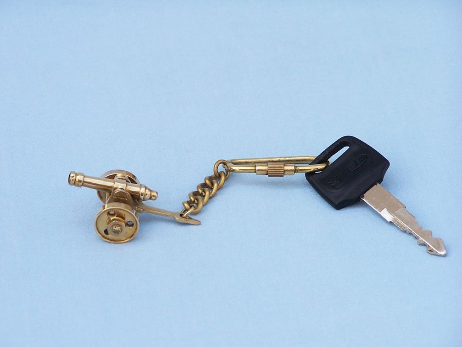 Solid Brass Cannon Key Chain 5"