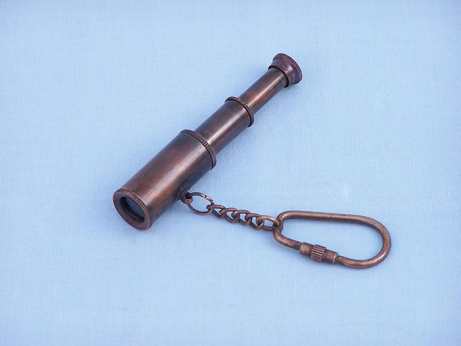 Antique Brass Telescope Key Chain 6"