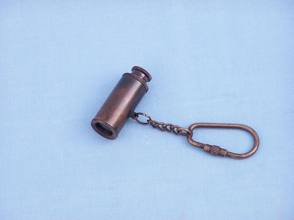 Antique Brass Telescope Key Chain 6"