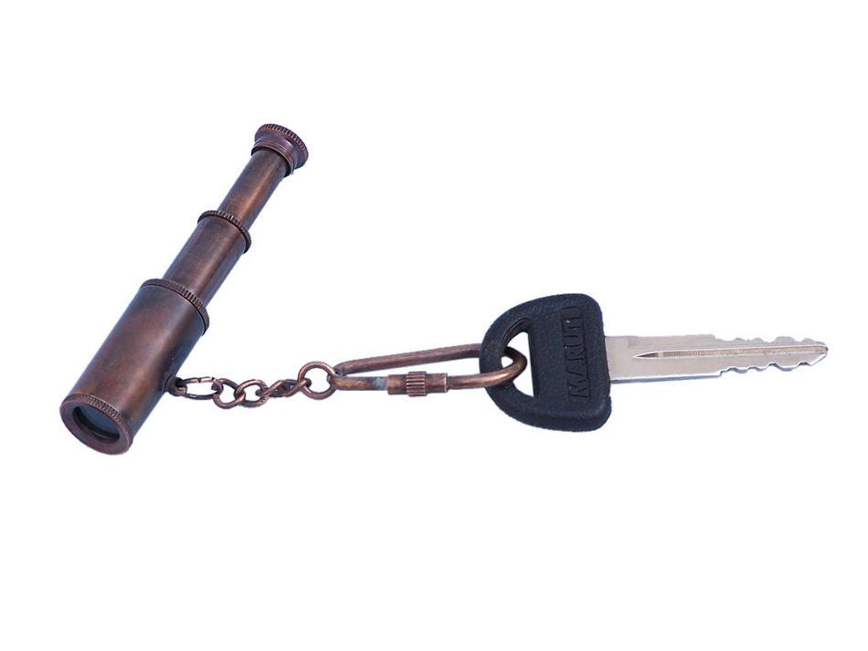 Antique Brass Telescope Key Chain 6"