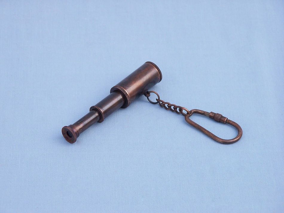 Antique Brass Telescope Key Chain 6"