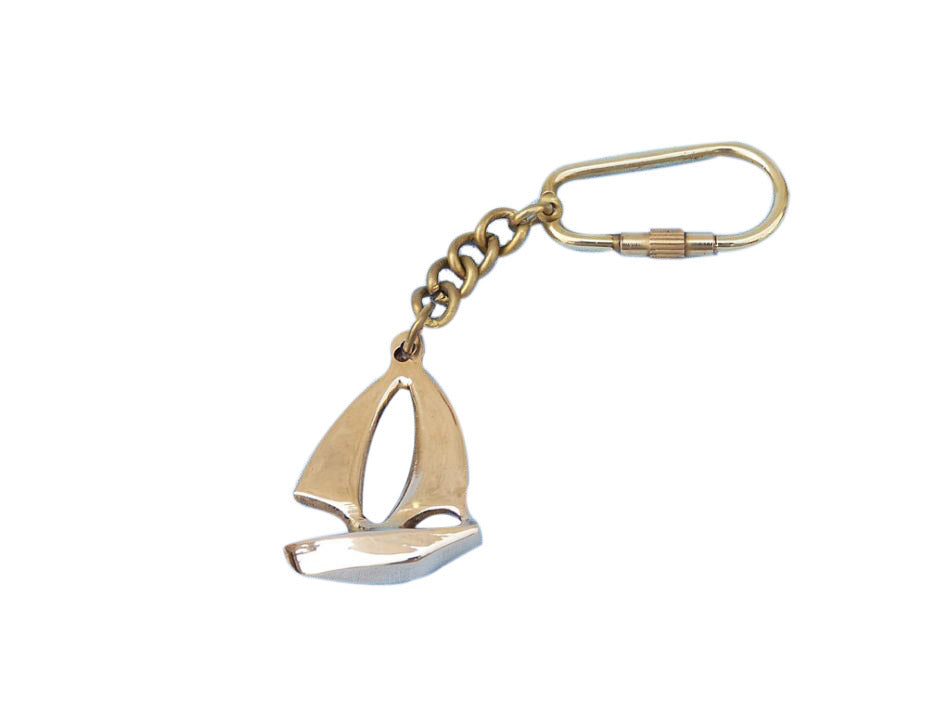 Solid Brass Yacht Key Chain 5"