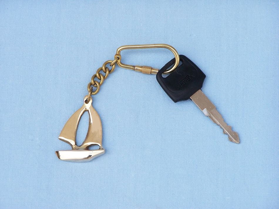 Solid Brass Yacht Key Chain 5"