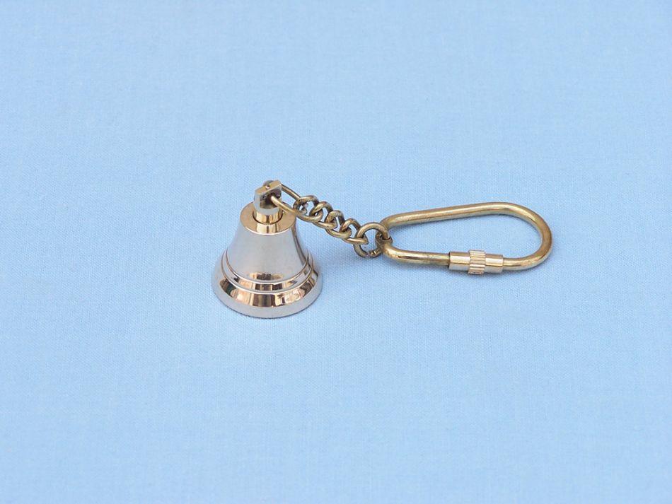 Solid Brass Bell Key Chain 4"