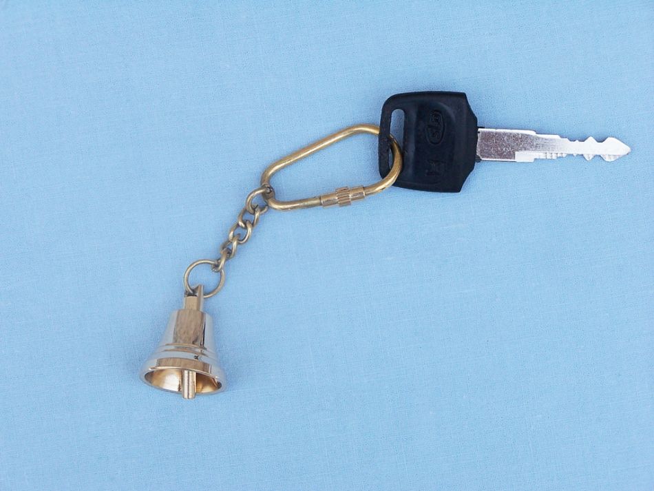 Solid Brass Bell Key Chain 4"