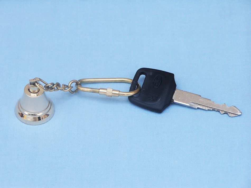 Solid Brass Bell Key Chain 4"