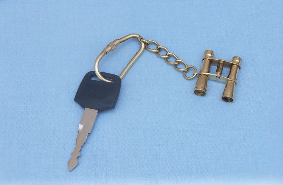 Solid Brass Binocular Key Chain 5"