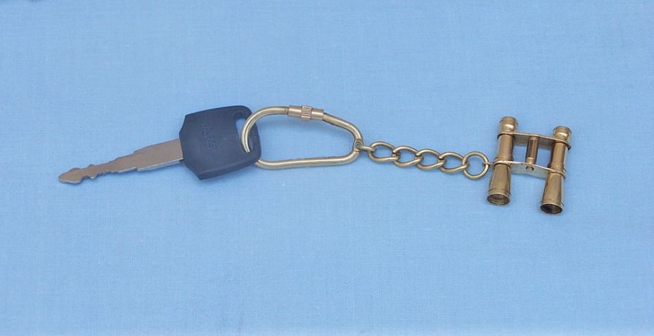 Solid Brass Binocular Key Chain 5"