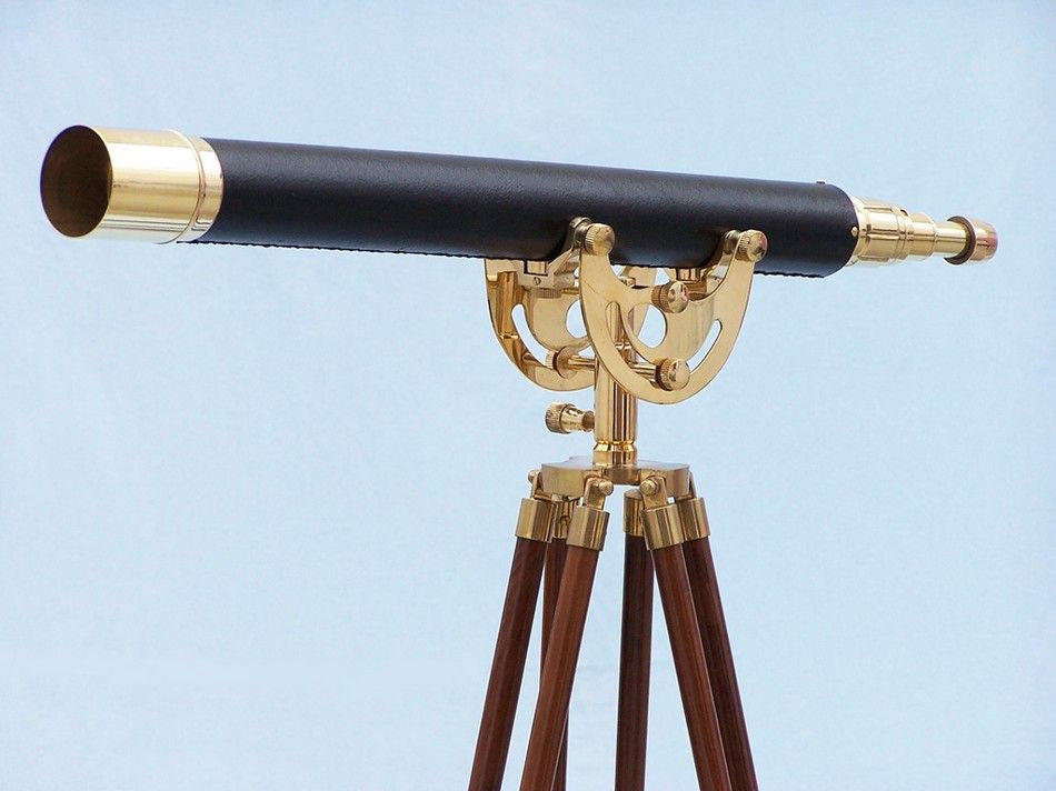 Floor Standing Brass/Leather Anchormaster Telescope 65"