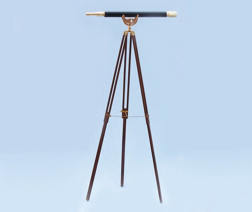 Floor Standing Brass/Leather Anchormaster Telescope 65"