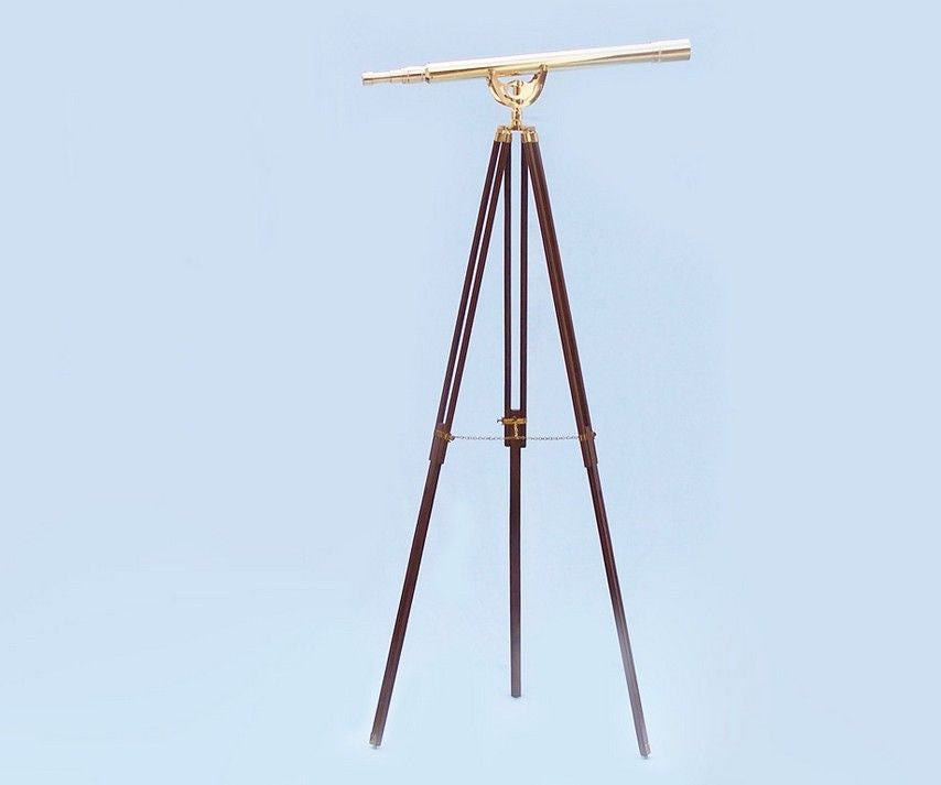 Floor Standing Brass/Leather Anchormaster Telescope 65"