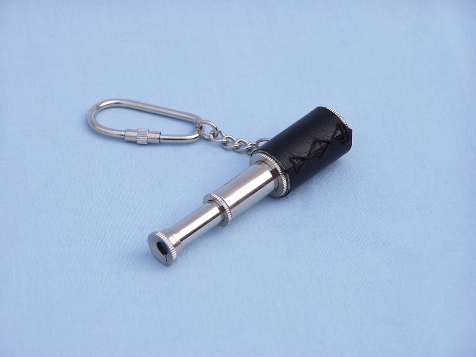 Chrome Spyglass with Leather Keychain 6"