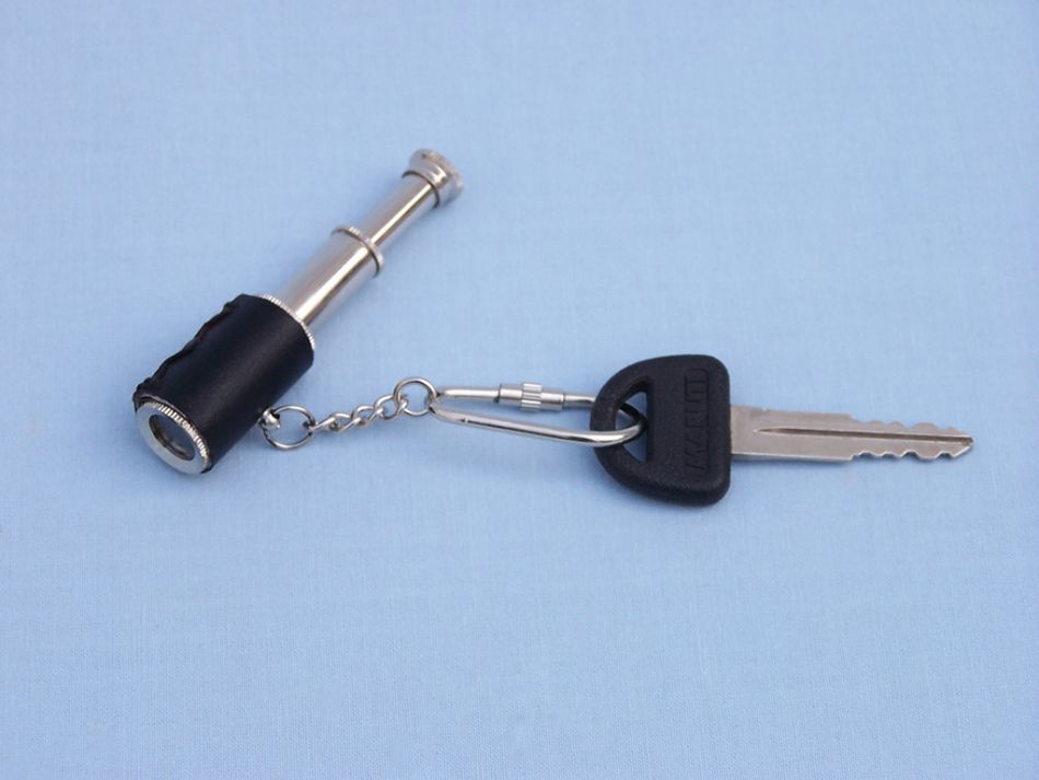 Chrome Spyglass with Leather Keychain 6"