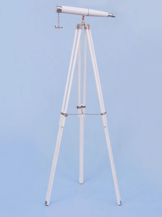 Hampton Collection Chrome with White Leather Binoculars 62"