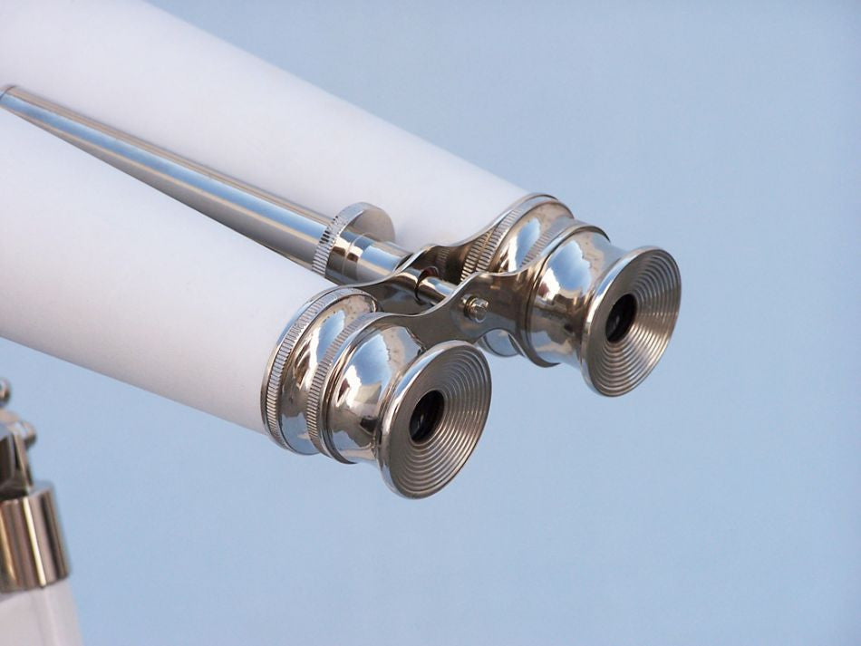 Hampton Collection Chrome with White Leather Binoculars 62"