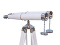 Hampton Collection Chrome with White Leather Binoculars 62"