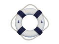 Classic White Decorative Anchor Lifering With Blue Bands Christmas Ornament 6"