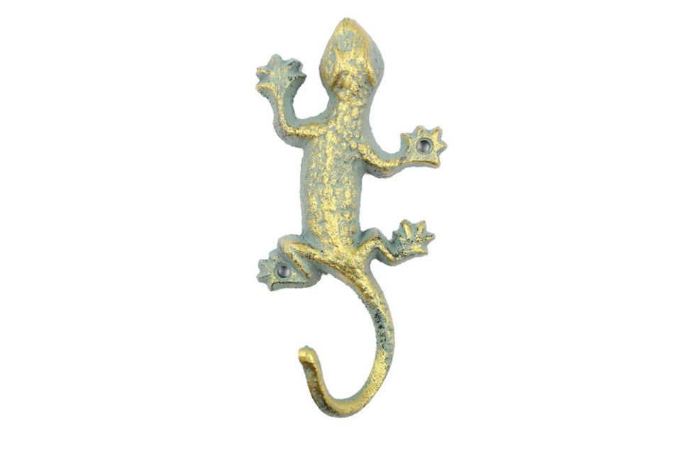 Antique Seaworn Bronze Cast Iron Lizard Hook 6"