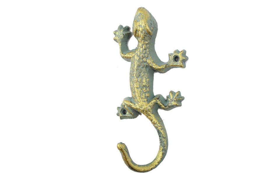 Antique Seaworn Bronze Cast Iron Lizard Hook 6"