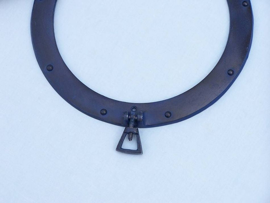 Rustic Blue Aluminum Deluxe Class Decorative Ship Porthole Mirror 12"