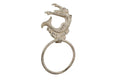 Whitewashed Cast Iron Arching Mermaid Towel Holder 9"