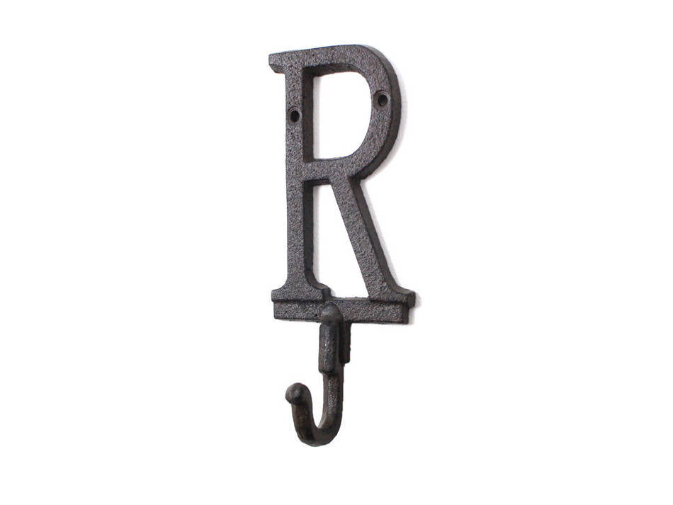 Cast Iron Letter R Alphabet Wall Hook 6"