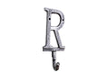 Rustic Silver Cast Iron Letter R Alphabet Wall Hook 6"