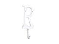 Whitewashed Cast Iron Letter R Alphabet Wall Hook 6"