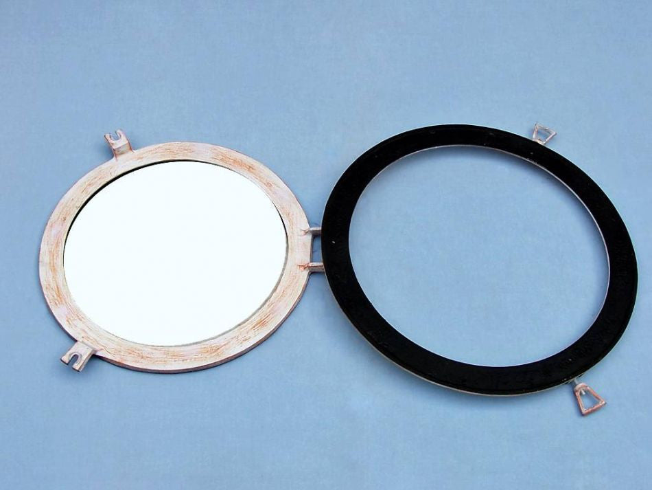 Rustic White Aluminum Deluxe Class Decorative Ship Porthole Window 20"