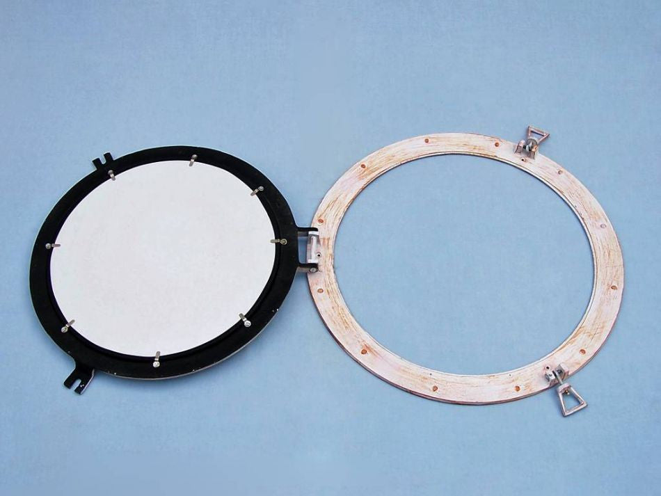 Rustic White Aluminum Deluxe Class Decorative Ship Porthole Window 20"