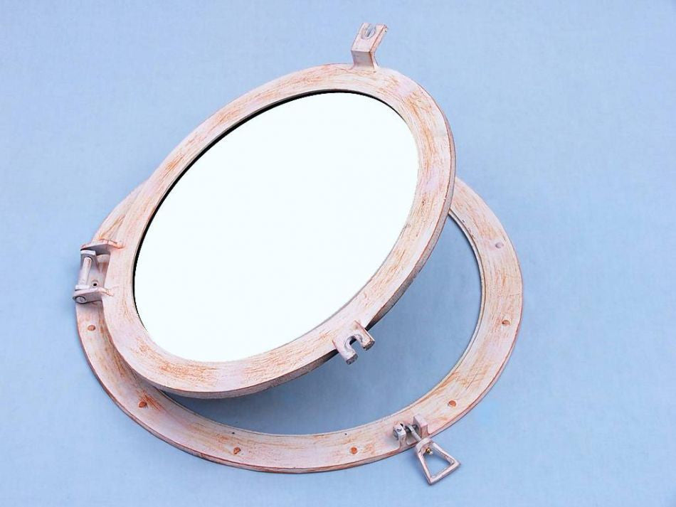 Rustic White Aluminum Deluxe Class Decorative Ship Porthole Window 20"
