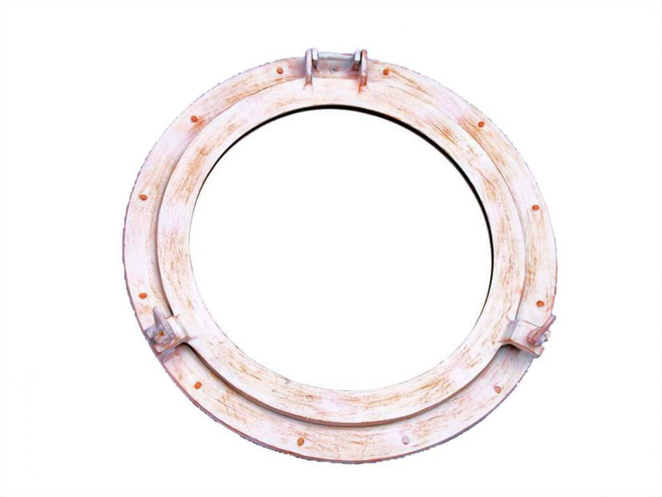 Rustic White Aluminum Deluxe Class Decorative Ship Porthole Window 20"