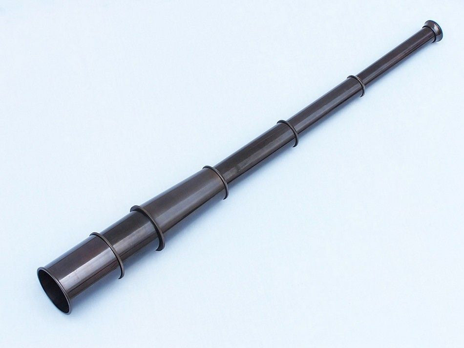 Deluxe Class Oil Rubbed Bronze Antique Admiral's Spyglass Telescope 27" with Rosewood Box
