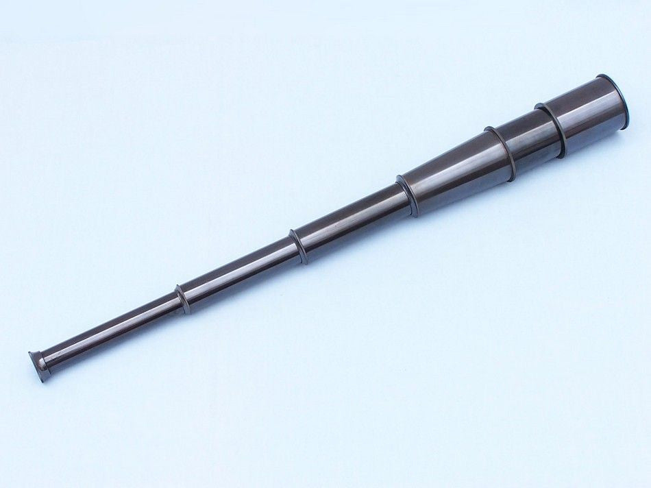Deluxe Class Oil Rubbed Bronze Antique Admiral's Spyglass Telescope 27" with Rosewood Box