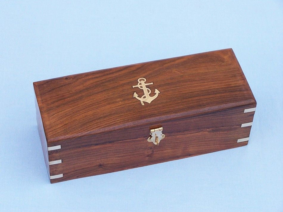 Deluxe Class Oil Rubbed Bronze Antique Admiral's Spyglass Telescope 27" with Rosewood Box
