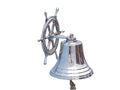 Chrome Hanging Ship Wheel Bell 8"