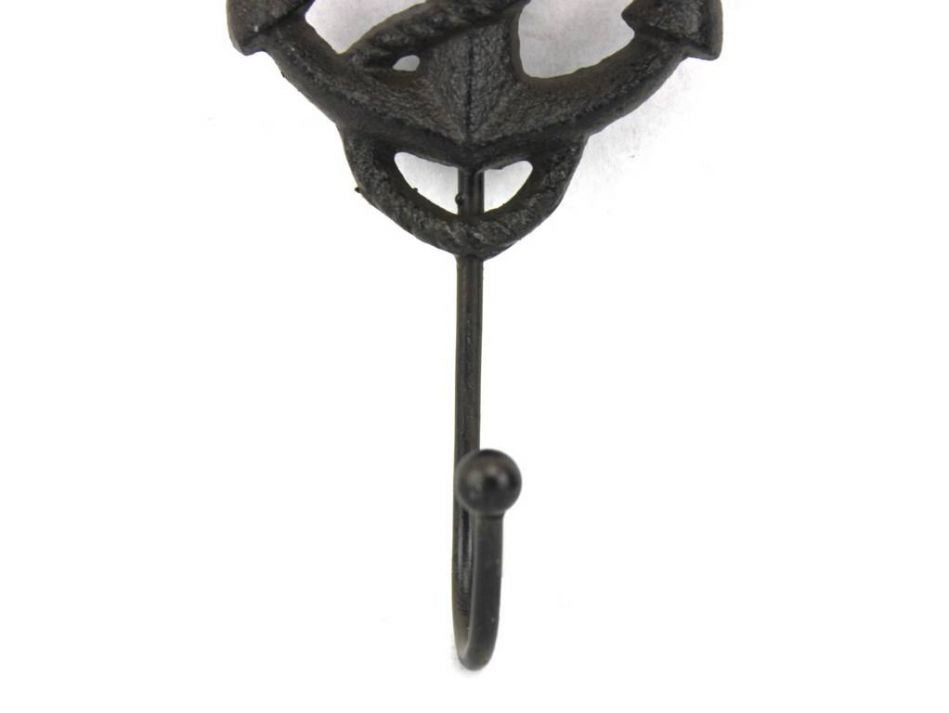 Rustic Black Cast Iron Anchor Hook 7"