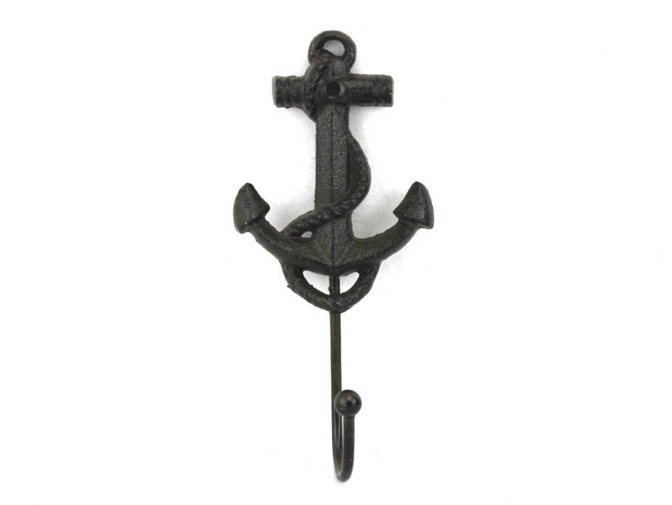 Rustic Black Cast Iron Anchor Hook 7"