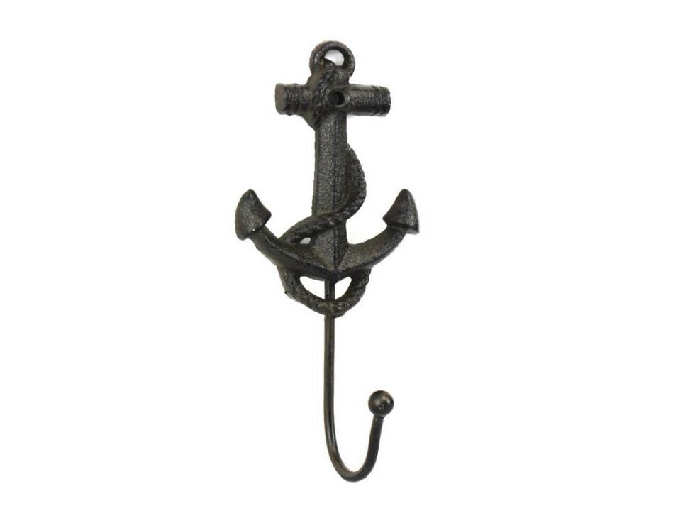 Rustic Black Cast Iron Anchor Hook 7"