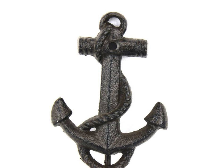 Rustic Black Cast Iron Anchor Hook 7"