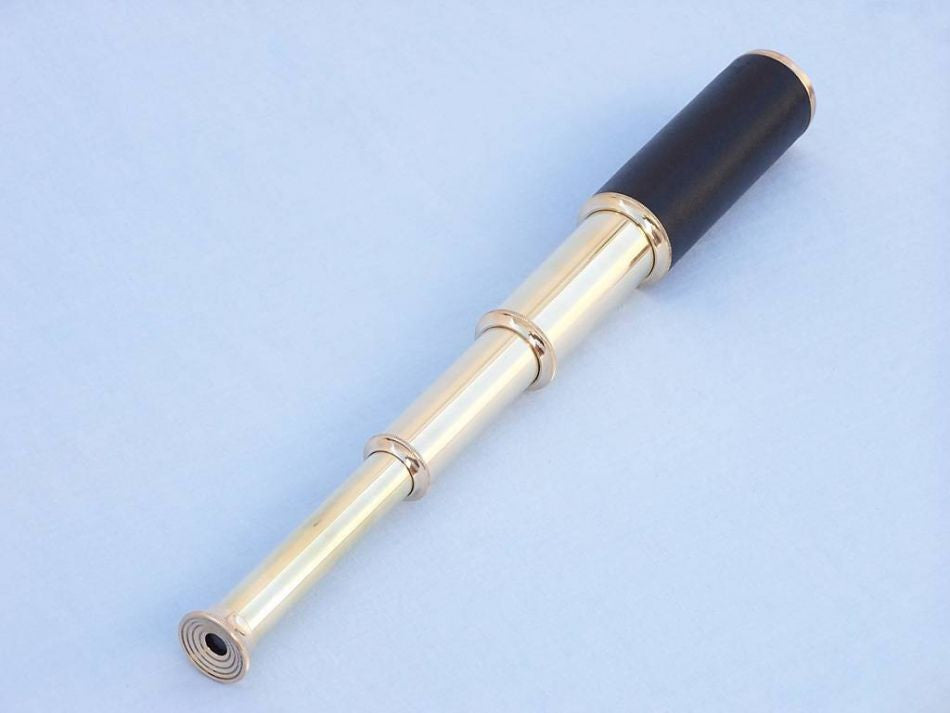 Deluxe Class Captain's Brass - Leather Spyglass Telescope 15" w/ Rosewood Box