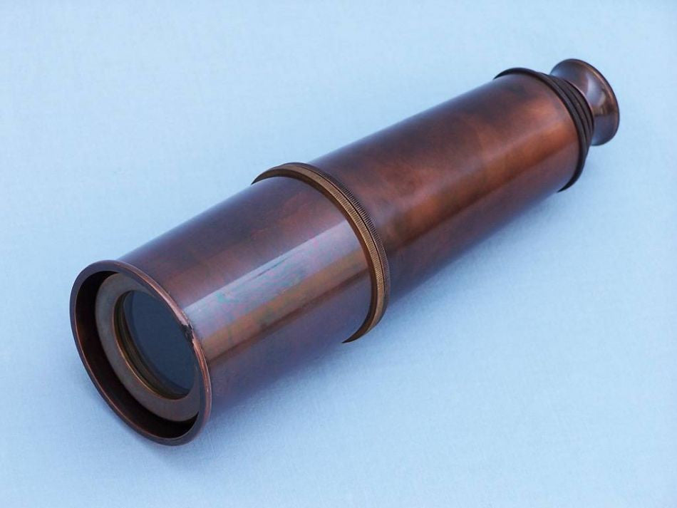 Deluxe Class Admiral's Antique Copper Spyglass Telescope With Rosewood Box 27"